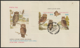 1998 Turkey World Environment Day: Owls FDC - Hiboux & Chouettes