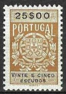 Fiscal/ Revenue, Portugal - Estampilha Fiscal. Série De 1940 -|- 25$00 - MNH - Ungebraucht