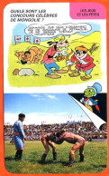 Disney Humour Les Concours En Mongolie Lutte Sport  Fiche Illustrée Documentée Jeux Et Fetes - Andere & Zonder Classificatie