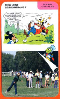 Disney Humour Le Boomerang Sport Melbourne Australie  Fiche Illustrée Documentée Jeux Et Fetes - Autres & Non Classés