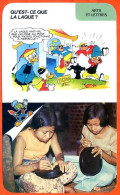 Disney Humour La Laque Travail à La Laque Simikan Birmanie  Fiche Illustrée Documentée Arts Et Lettres - Autres & Non Classés