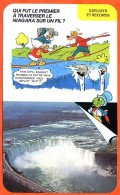Disney Humour Traverser Niagara Sur 1 Fil Funambule Blondin  Fiche Illustrée Documentée Exploits Et Records - Other & Unclassified