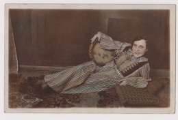 Pretty Woman, Lady, Portrait W/traditional Frame Drum Musical Instrument, Vintage 1930s Orig Tinted Photo 14x9cm. /56796 - Anonymous Persons