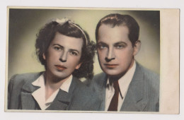 Pretty Young Woman And Man, Portrait, Vintage 1930s Orig Tinted Photo 13.5x8.2cm. (56794) - Personnes Anonymes