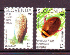 Slovenia 2024 Europa (2) Pinna Nobilis, Graphoderus Bilineatus  MNH - Slovenia