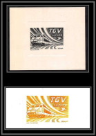 2171 France Epreuve D'artiste Artist Proof TGV Train + Gravure Du Musée De La Poste Définitive Jaune - Treinen