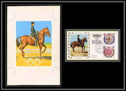 3035 Monaco 890 Jeux Olympiques Olympics Horse Cheval Maquette D'artiste Original Artist Work FDC Signé Chesnot 1972 - Summer 1972: Munich