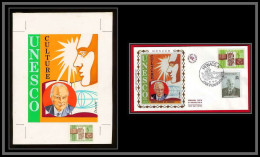 3032 Monaco N°857/858 UNESCO Michel-Ange Prince Maquette D'artiste Original Paint Artist Work FDC Signé Chesnot 1971 - Unused Stamps