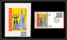 3031 Monaco N°855 UNESCO Les Arts Maquette D'artiste Original Paint Artist Work FDC Signé Chesnot 1971 - Unused Stamps