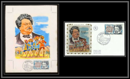 3030 Monaco N°839 Alexandre Dumas Ecrivain Writer Maquette D'artiste Original Paint Artist Work FDC Signé Chesnot 1970 - Schrijvers