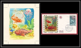 3027 Monaco N°805 Poissons Fish Fishes Maquette D'artiste Original Paint Artist Work FDC Signé Chesnot 1969 - Neufs