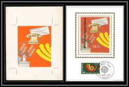 3021 France 1753 Europa Cor Postal Telephone Phone Maquette D'artiste Original Paint Artist Work FDC 1973 Signé Chesnot - 1973