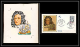 3020 France N°1748 Duguay-Trouin Pirate Bateau Ship Maquette D'artiste Original Paint Artist Work FDC 1973 Signé Chesnot - Ships