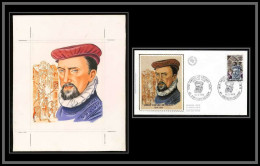 3018 France N°1744 Amiral De Coligny Protestant Maquette D'artiste Original Paint Artist Work FDC 1973 Signé Chesnot - Künstlerentwürfe