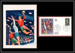 3005 France N°1629 Championnat Du Monde De Handball Maquette D'artiste Original Paint Artist Work FDC 1970 Signé Chesnot - Handball