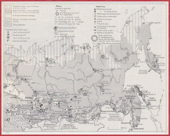 Les Implantations Industrielles En Sibérie. Russie. Mine, Industrie, Centrale Hydroélectrique, Pétrole ... Larousse 1960 - Historical Documents