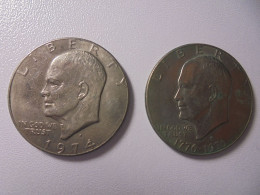 2 USA Münzen1974-1976: 1 Dollar 1974 D, € 2 Katalog - Preis, 1 Dollar 1976 D, € 2 Katalog - Preis =2 - 1971-1978: Eisenhower