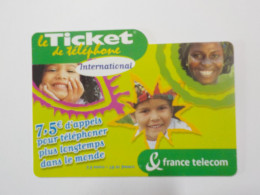 CARTE TELEPHONIQUE      France Telecom   "  Le Ticket De Téléphone International "    50 Francs =7.62 Euros - Nachladekarten (Refill)