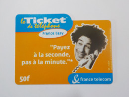 CARTE TELEPHONIQUE      France Telecom   "  Le Ticket De Téléphone  France Easy  "    50 Francs - Mobicartes (recharges)