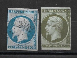 NAPOLEON N°10 25c Bleu Oblitéré Losange PC 2642 + NAPOLEON N°11 NEUF(*) - 1852 Louis-Napoleon