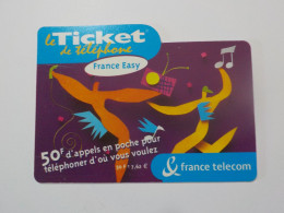 CARTE TELEPHONIQUE      France Telecom   "  Le Ticket De Téléphone  France Easy  "    50 Francs=7.62 Euros - Kaarten Voor De Telefooncel (herlaadbaar)