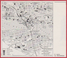 Le Centre De Stockholm. Suède. Métro, Voie Ferrée, Musée, Théâtre, Limite De La Cité Médiévale, églises... Larousse 1960 - Documents Historiques