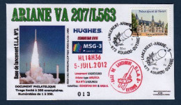 KOUROU 5 Juillet 2012, Lancement ARIANE 5ECA, V207, Satellites MSG-3, EchoStar XVII, - Südamerika