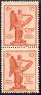 1921 - Varietà - Anniversario Della Vittoria Su Coppia Del 10 C. Nuovi MNH - Leggere Descrizione (2 Immagini) - Neufs