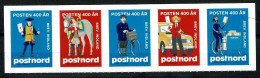 Denmark 2024; 400 Years Postal Service; Set Of 5 (self Adhesive Strip); MNH(**). - Unused Stamps