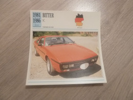 1981-1986 - Voitures De Luxe - Bitter Sc - Moteur 6 Cylindres En Ligne - Allemagne - Fiche Technique - - PKW