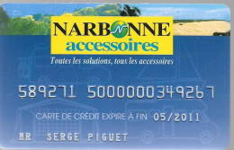 -CARTE-CREDIT MAGNETIQUE-SOFINCO-NARBONNE Accessoires Camping Cars:/Loisirs-Exp 05/2011- TBE-RARE - Einmalgebrauch