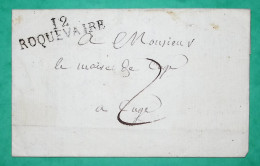 MARQUE 12 ROQUEVAIRE BOUCHES DU RHONE DEPART MIMET POUR CUGES 1820 45x11 LETTRE COVER FRANCE - 1801-1848: Precursors XIX