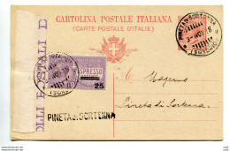 Espresso Cent.25 Su 40 Difetto Sovrastampa Annullato Cartolina Postale Cent.10 - Poststempel