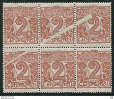 Cifra Cent. 2 Bruno Rosso Con Mancanza Di Stampa Su Tre Esemplari - Unused Stamps