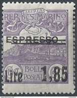 1926 San Marino Espresso Overprinted 1v. MNH Sassone N. 129 - Other & Unclassified