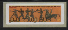 Atm, Nabanco, DD 1.00€ De L'écran AU CHOIX , SCENE DES JEUX DE L'ANTIQUITE GRECQUE émis Par La FFAP. PARIS PHILEX 2024. - 2010-... Illustrated Franking Labels