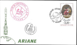 France Kourou Space Cover 1990. Ariane Launch. 7 Satellites "SPOT 2" "WEBERSAT-OSCAR 18" - Europe