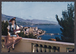 112764/ MONTE-CARLO, Vue Sur Monte-Carlo Et Type De Costume Monégasque - Monte-Carlo