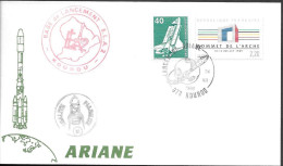 France Kourou Space Cover 1990. Ariane Launch. Satellite "TDF 2" "DFS Kopernikus 2" - Europe