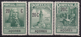 Azores 1925 Sc RA9-11 Açores Mundifil 14-6 Postal Tax Set MH* - Açores