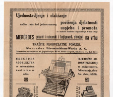 1930. KINGDOM OF SHS,CROATIA,ZAGREB,MERCEDES OFFICE MACHINE SELLERS,ADVERTISEMENT LEAFLET,TYPEWRITER,MANUAL CALCULATOR - Advertising