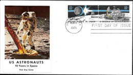 US Space FDC Cover 1971. "Apollo 15" Lunar Rover. US Astronauts 10 Years In Space. Houston - USA