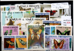 Lot 50 Timbres Thematique " Papillons " - Butterflies