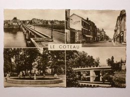 LE COTEAU (42/Loire) - Pont Sur La Loire , Avenue Libération Avec Enseigne Hotel Centre , Parc Bécaud Avec Jeux Enfants - Other & Unclassified