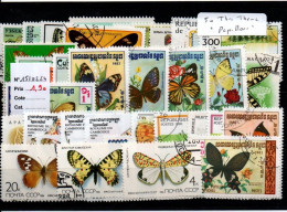 Lot 50 Timbres Thematique " Papillons " - Butterflies