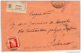 1930  LETTERA RACCOMANDATA CON ANNULLO PAOLA COSENZA - Marcophilia