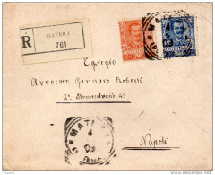 1909  LETTERA RACCOMANDATA CON ANNULLO MATERA - Storia Postale