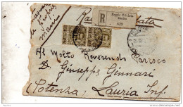 1922  LETTERA RACCOMANDATA CON ANNULLO REGGIO CALABRIA + MARATEA POTENZA - Storia Postale