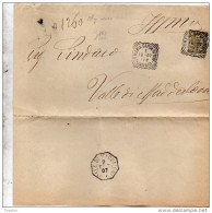 1907 LETTERA RACCOMANDATA CON ANNULLO S.M.CAPUAVETERE CASERTA + OTTAGONALE VALLE DI MADDALONI - Marcophilia