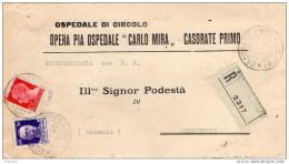 1930   LETTERA RACCOMANDATA CON ANNULLO CASORATE PRIMO PAVIA - Marcophilia